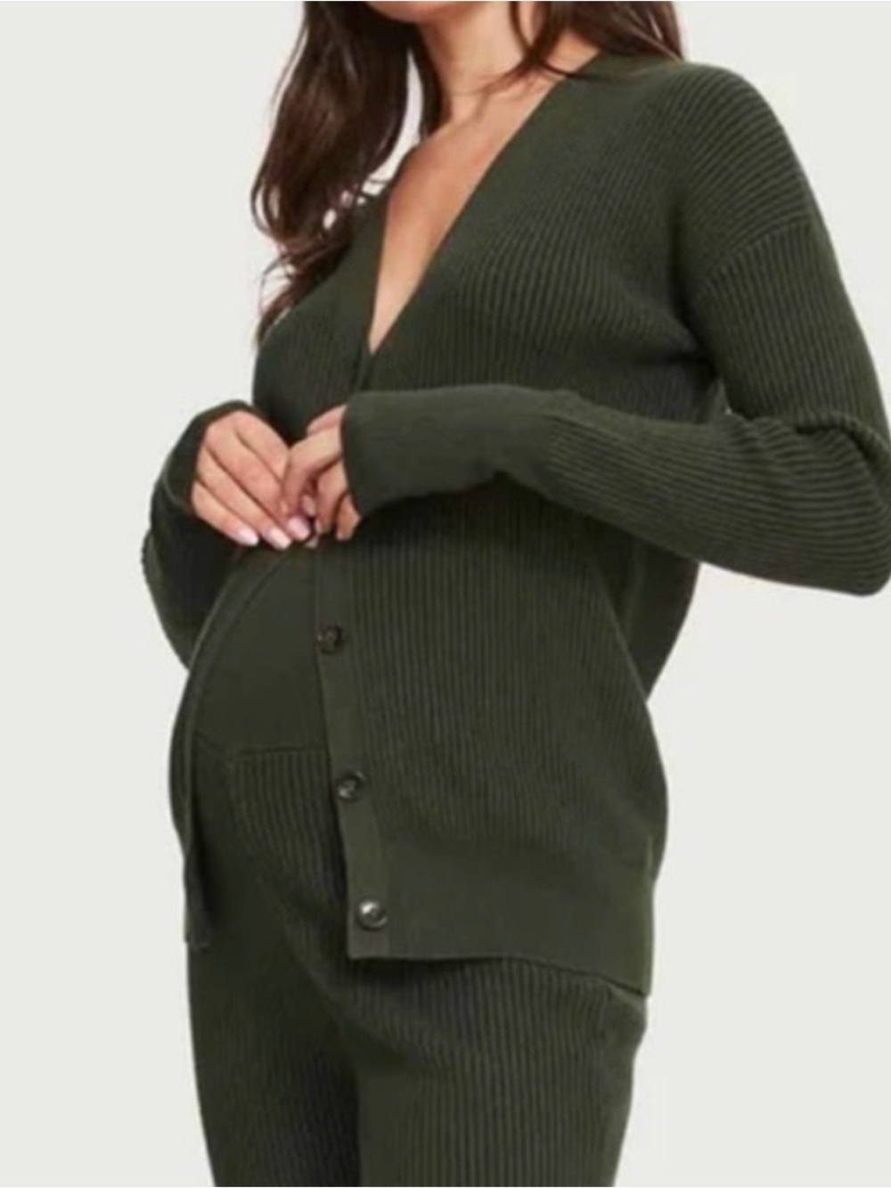 HATCH The Rib Knit Cardigan Olive Green 0 XS